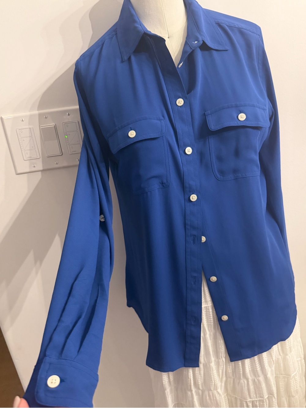 LOFT Royal Blue Button-Front Collared Shirt